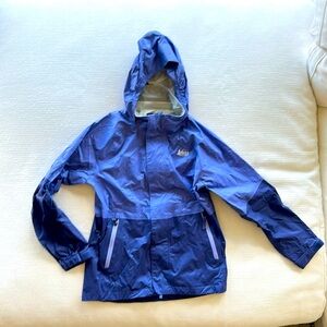 REI Rain Jacket, Girls Size Medium (10-12), Purple Colorblock, Excellent!